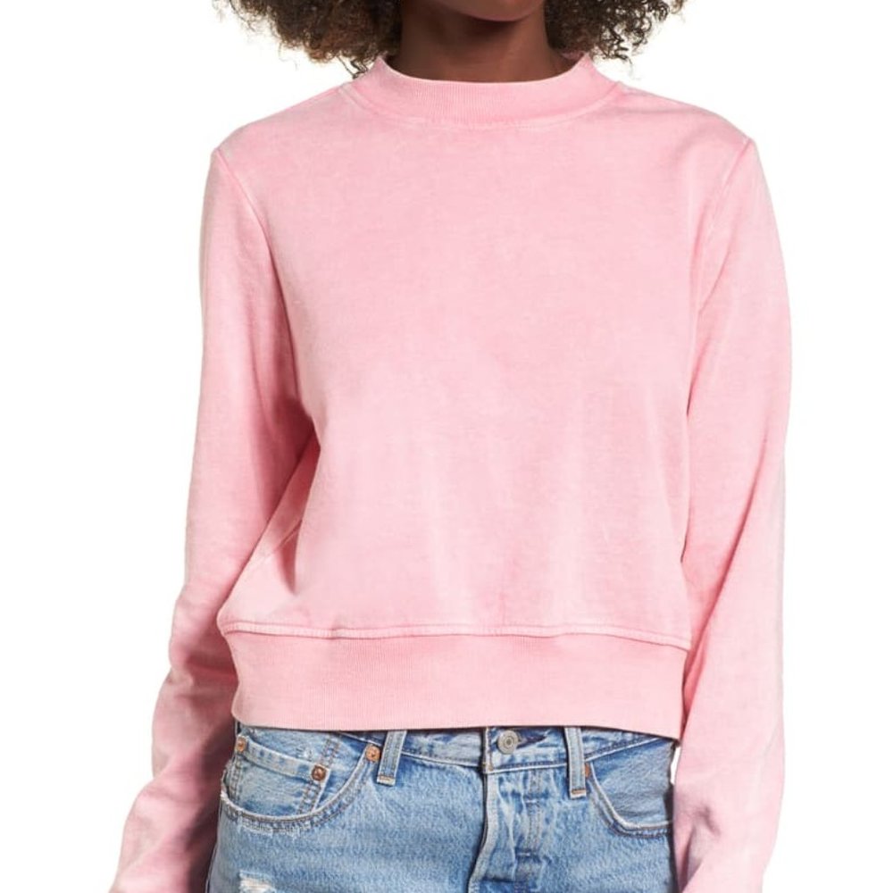 Pink Washed Crop Sweatshirt